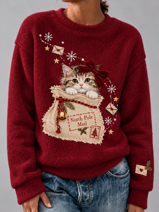 Damen-Sweatshirt mit weihnachtlichem Print