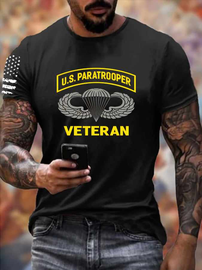 US Paratrooper Veteran Pattern  100% Cotton T-Shirt