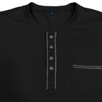 Men's Henry Pocket Long-Sleeve Color-Blocked T-Shirt