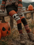 Women's Retro Halloween Rose Skull Print Leggings