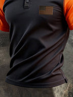 Men's Retro Patriotic Color-Block Short-Sleeve Polo Shirt