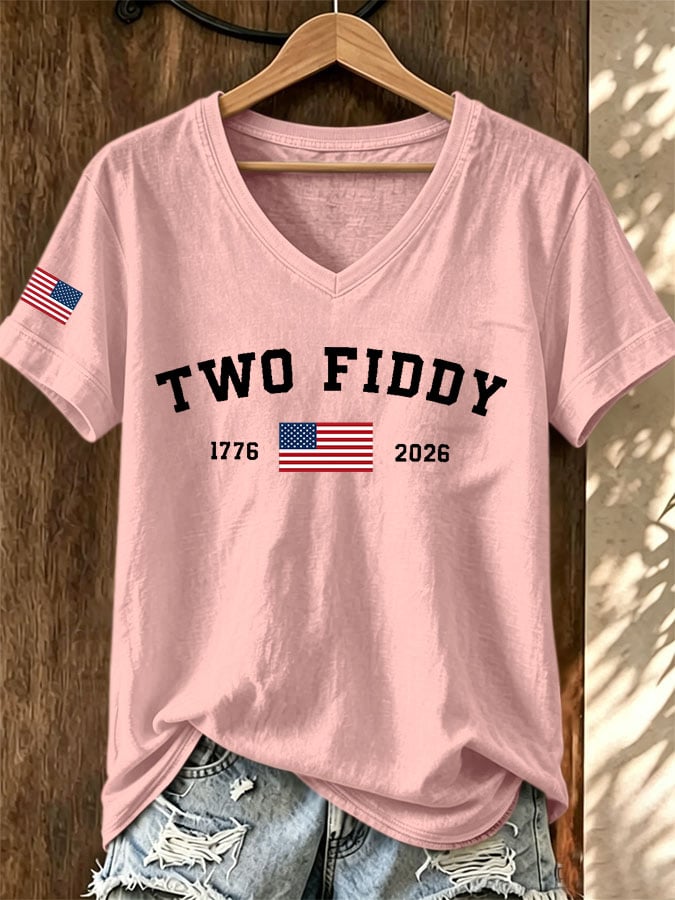 Women's Casual Two Fiddy Print Short-Sleeve T-Shirt