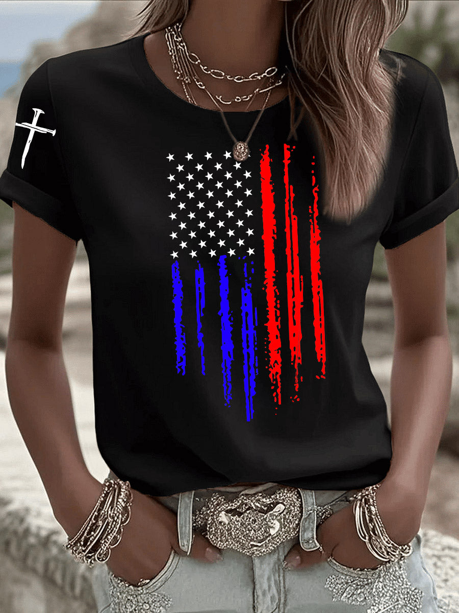 Faith Over Fear US Flag Printed T-Shirt