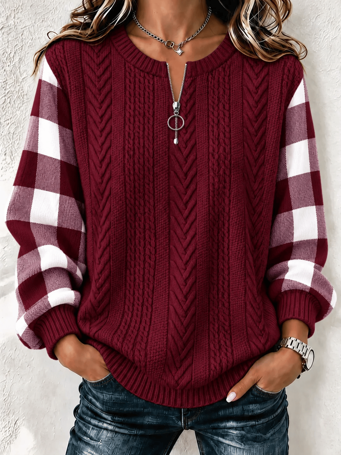 Women'S Casual Color-Block Sweatshirt
