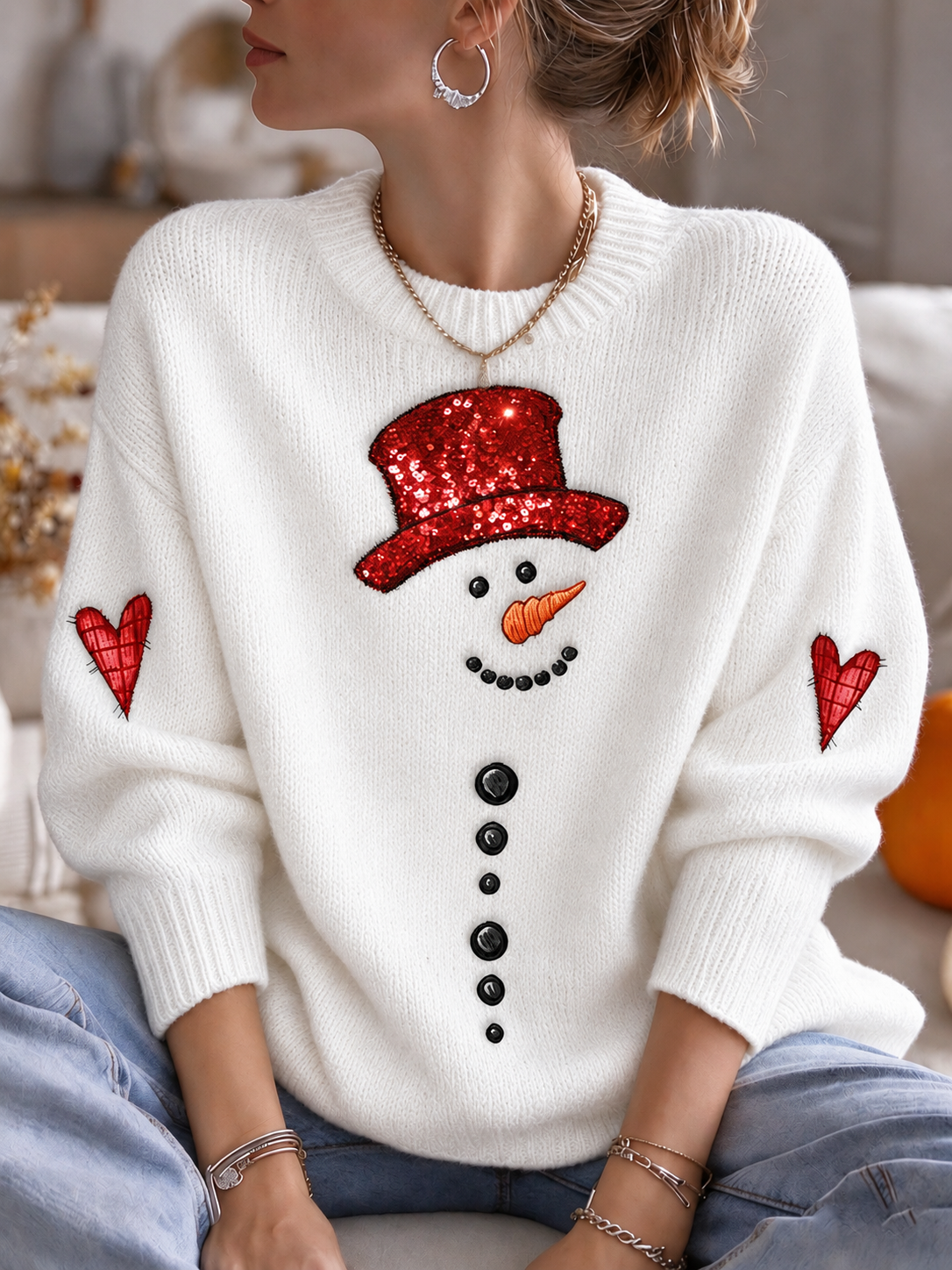 Women'S Christmas Snowman Casual Hoodie