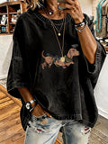 Women'S Vintage Distressed Washed Tactical Wiener Oversized T-Shirt