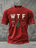 Men's 'Christmas Wine Tree Family' Print T-Shirt