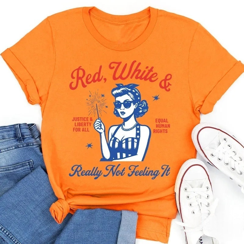 Red White Justice And Liberty Really Not Feeling It Cotton T-Shirt