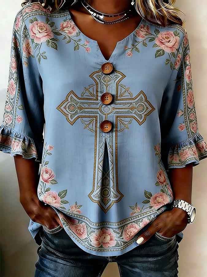 Women's Faith Floral Print Top