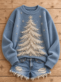 Women's Merry Christmas Tree Art Print Sweatshirt