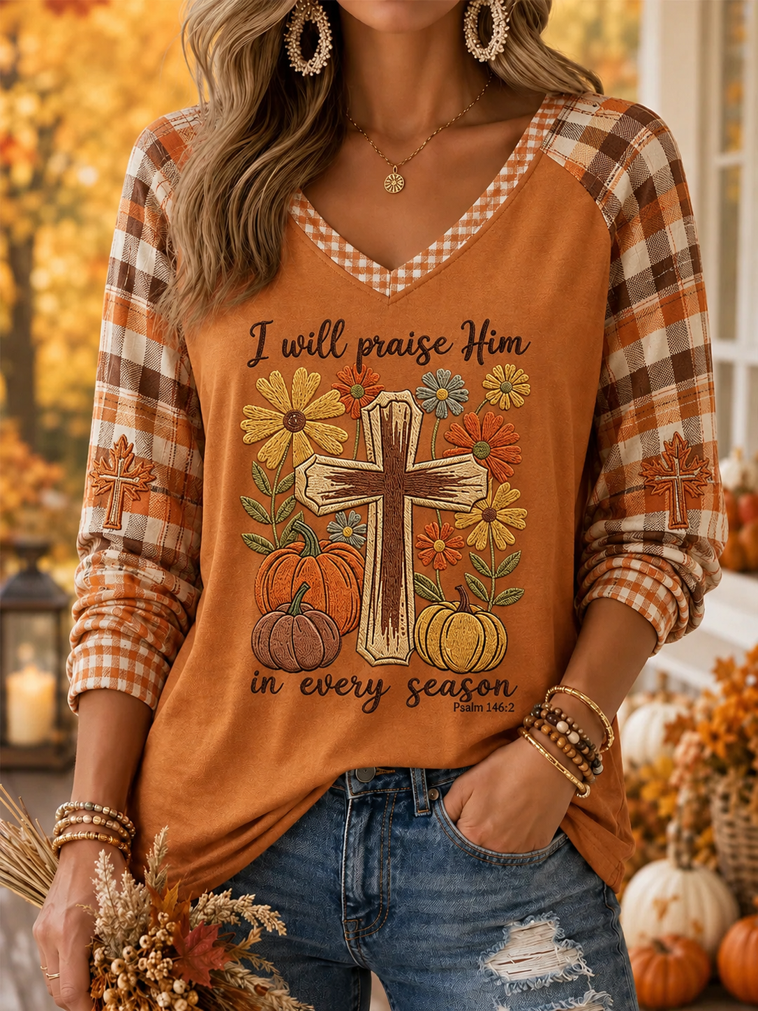 Women's Autumn Main Message Slogan Pattern Printed Casual T-shirt
