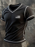Men's Retro Patriot Patchwork Waffle T-shirt