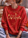 Women's Christmas Faith Print Casual Knit Top