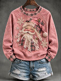 Damen-Sweatshirt mit rosa Weihnachtsmann-Print