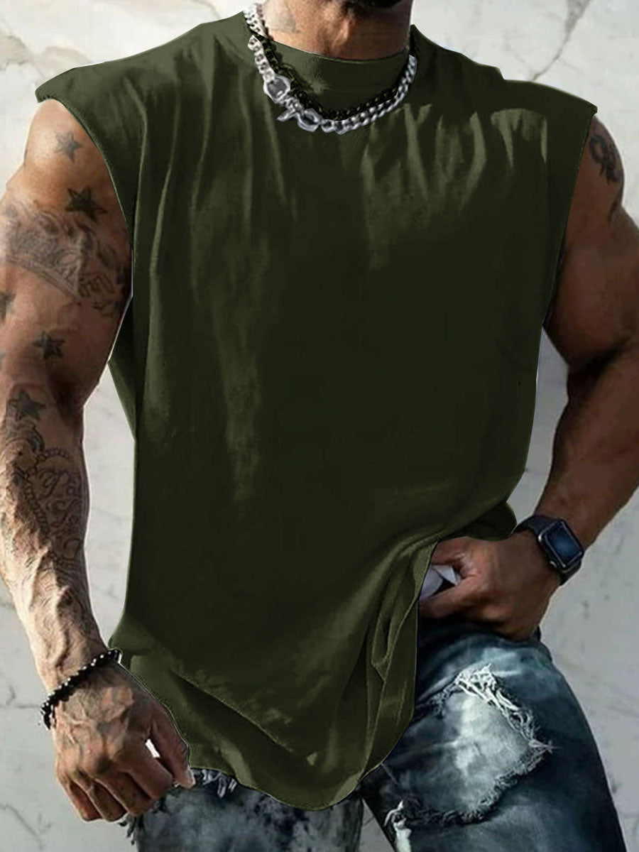 Men's Solid Color Round Neck Tank Top
