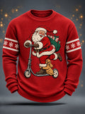 Men's Christmas Santa Claus Waffle Long Sleeve T-Shirt