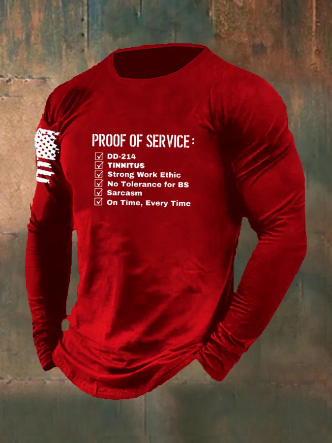 Men's Proof Of Service  Pattern Long Sleeve 100% Cotton T-Shirt