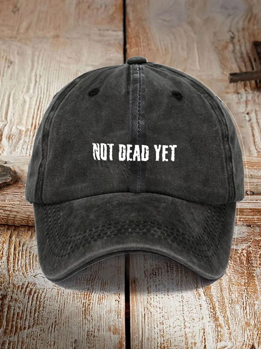 Not Dead Yet Pattern Washed And Distressed Hats