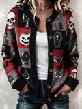 Women'S Halloween Necromancer'S Knitted Cardigan Top