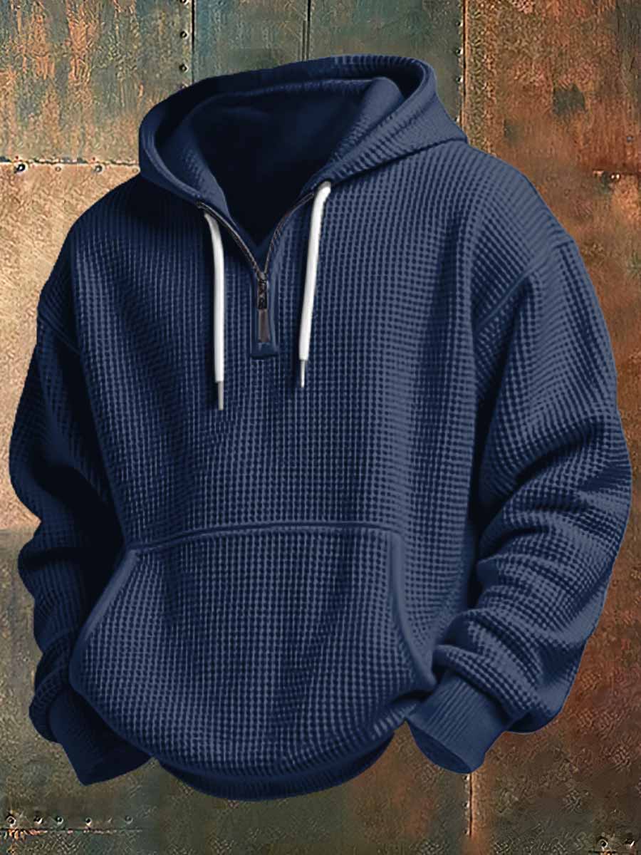 Men's Casual Waffle Belt Hoodie