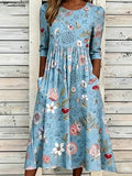 Women's Linen Blend Printed Long Dress