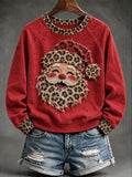 Women's Christmas Santa Comfortable Raglan Sleeve Crew Neck Sweatshirt