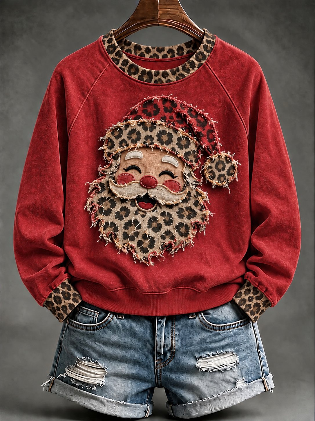 Bequemes Damen-Weihnachts-Sweatshirt mit Raglanärmeln und Rundhalsausschnitt