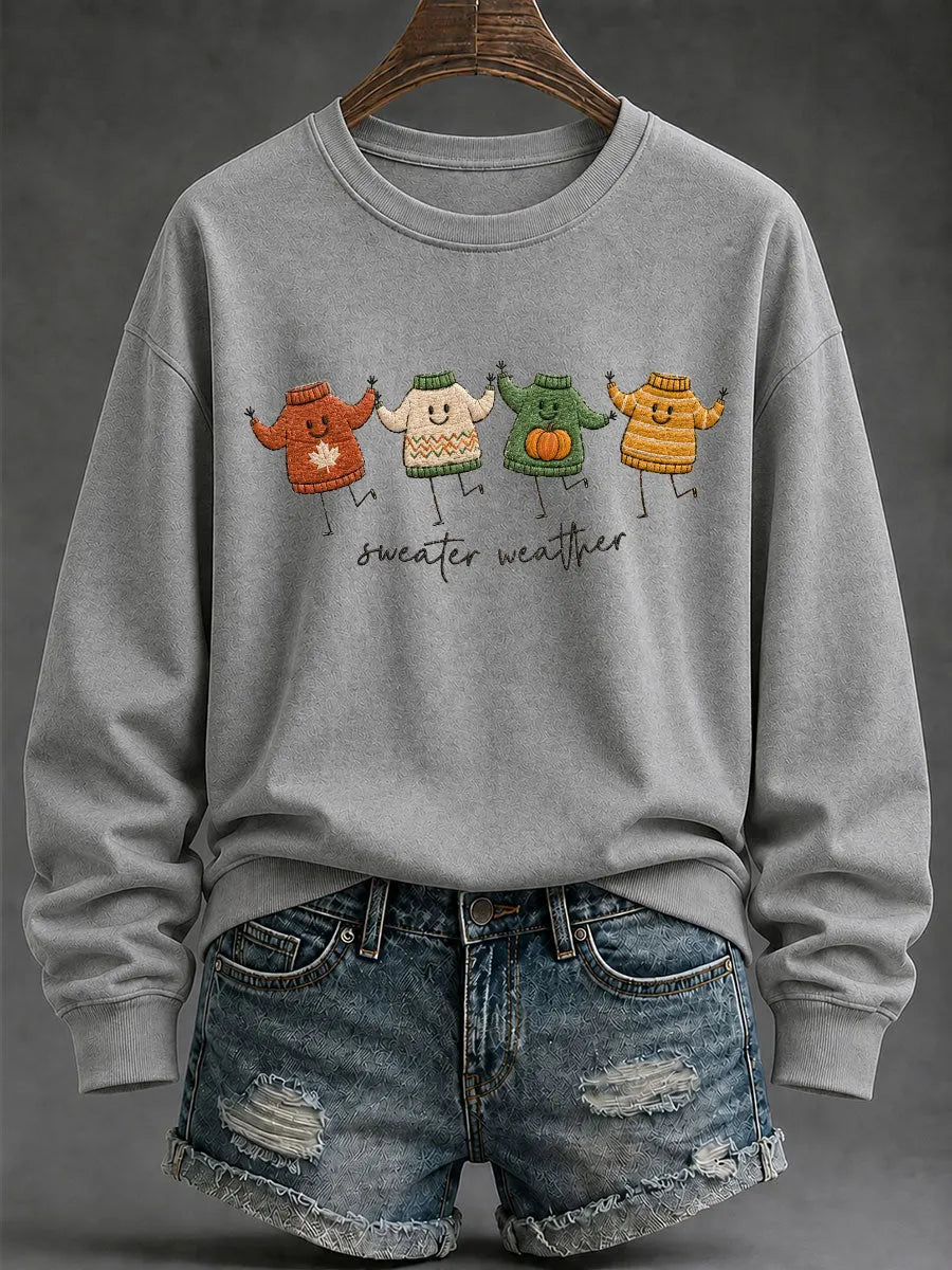 Women's 'Sweater Weather' Printed Casual Sweatshirt