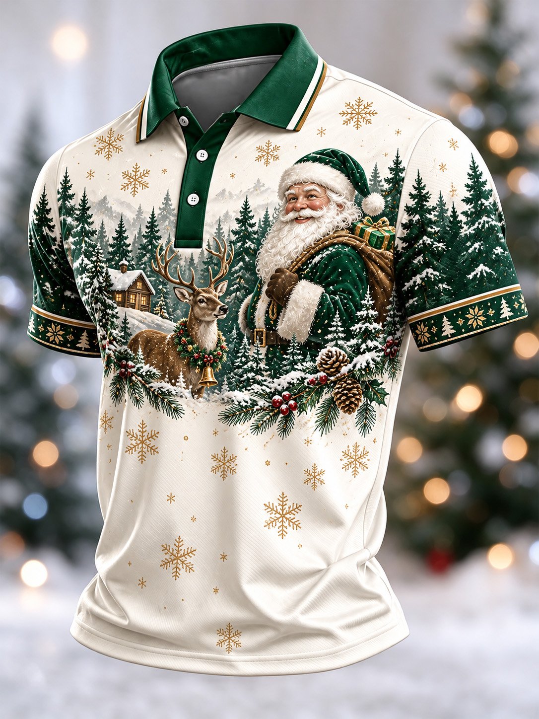 Men's Casual Christmas Short-Sleeve Polo Shirt