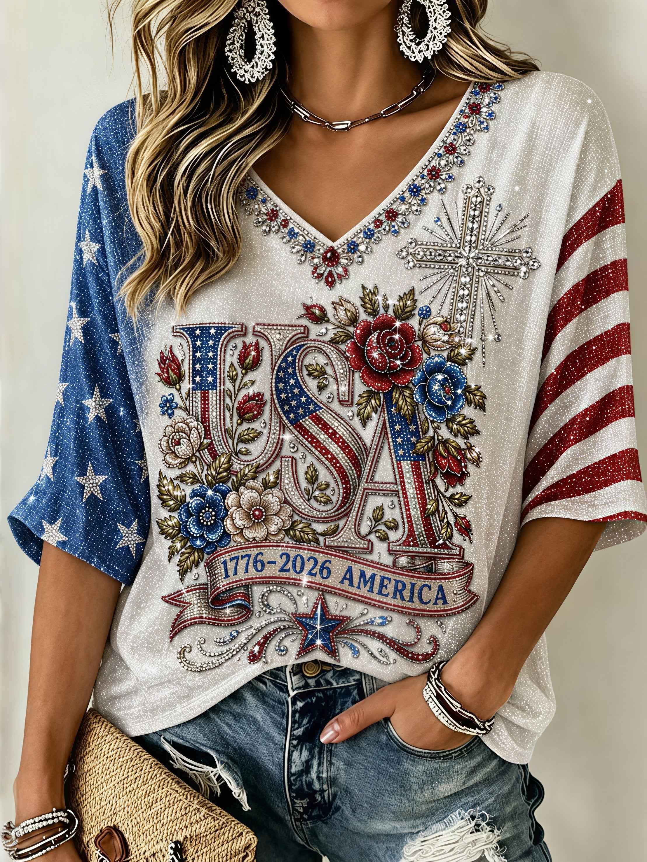 Women's USA 250th Anniversary Printed T-shirt