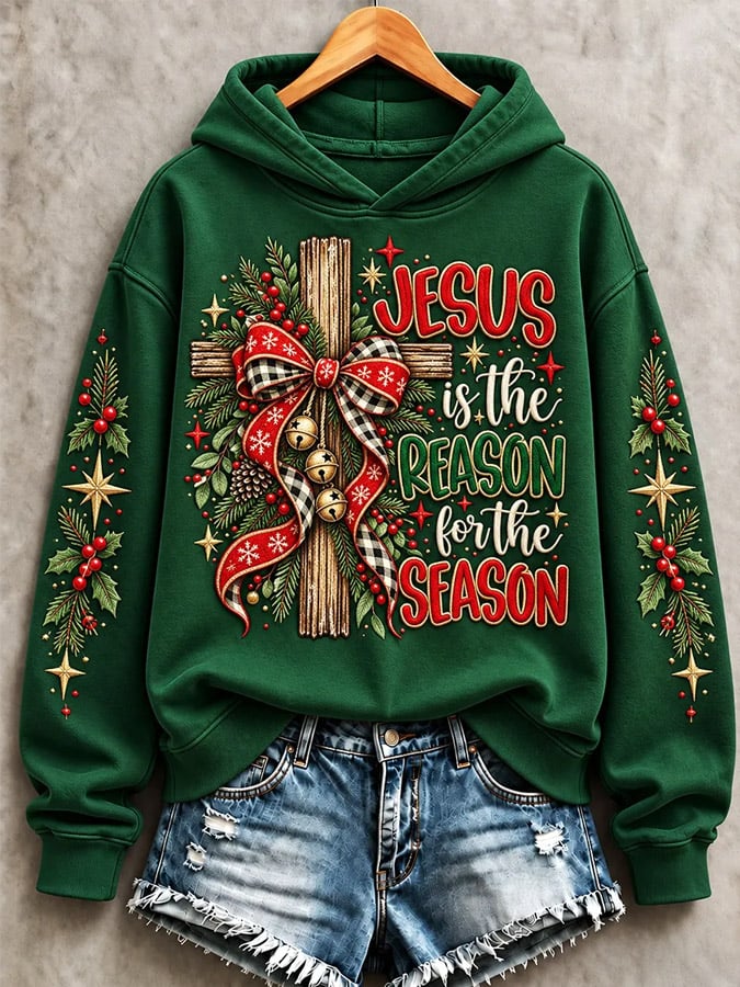 Women's Christmas Letter Print Hoodie