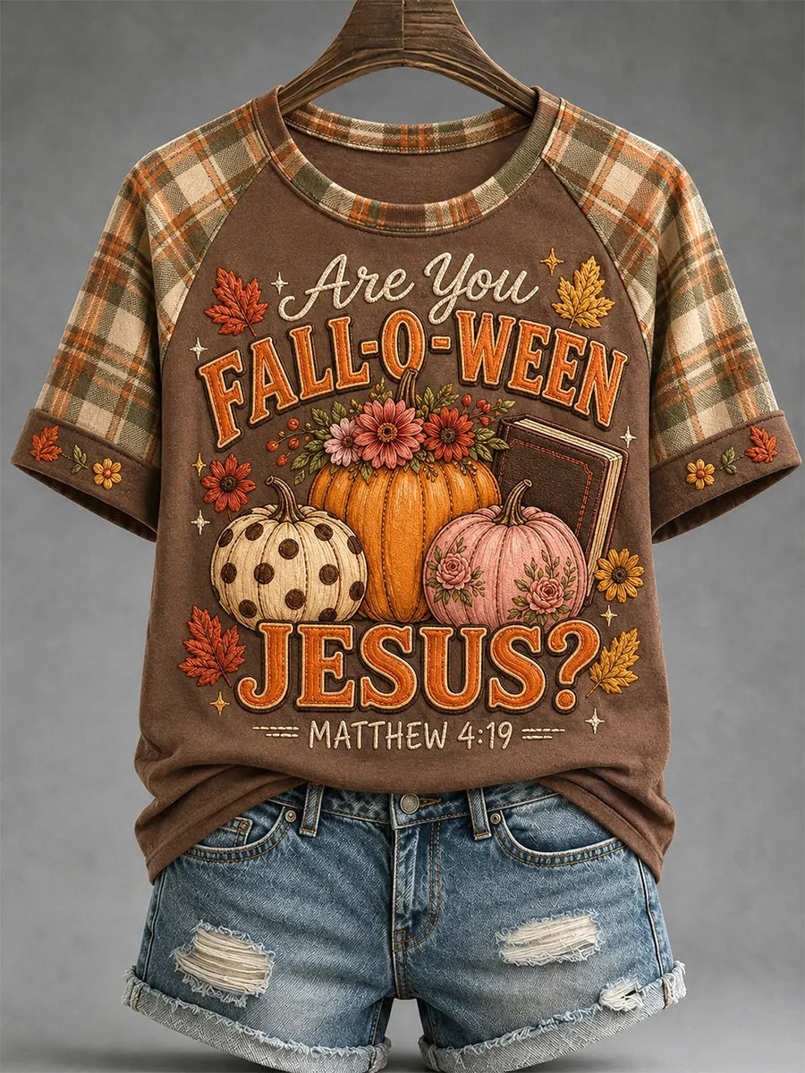 Women's Pumpkin Spice And Jesus Christ Print Casual Tee