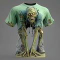 Halloween Men's Optical Illusion Zombies Horror Shirt Button Up Shirt short sleeve Dark Punk Gothic Style Outdoor Holiday Summer Spring Turndown 3D Print Collared Shirts Blue Purple Green