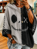 Halloween Ghost Face Pattern Casual Hoodie