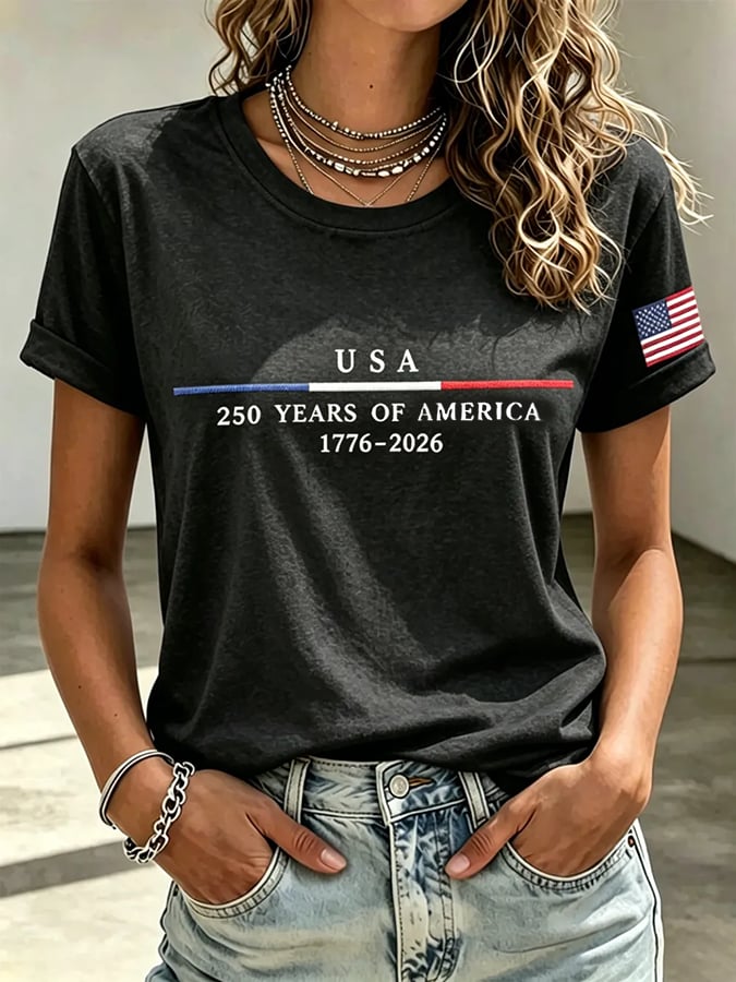 Women's casual retro American 250th  T-shirt