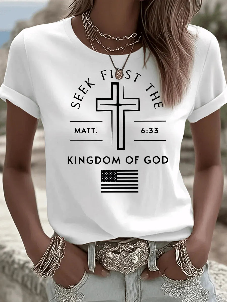 Seek First The Kingdom Of God Printed T-Shirt