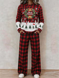 Women's Casual Waffle-Knit Printed Top and Pants Set
