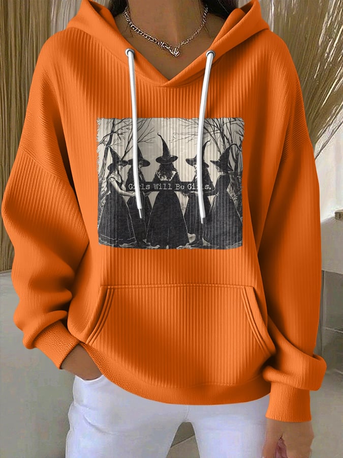 Women'S Girls Will Be Girls Halloween Print Casual Sweatshirt
