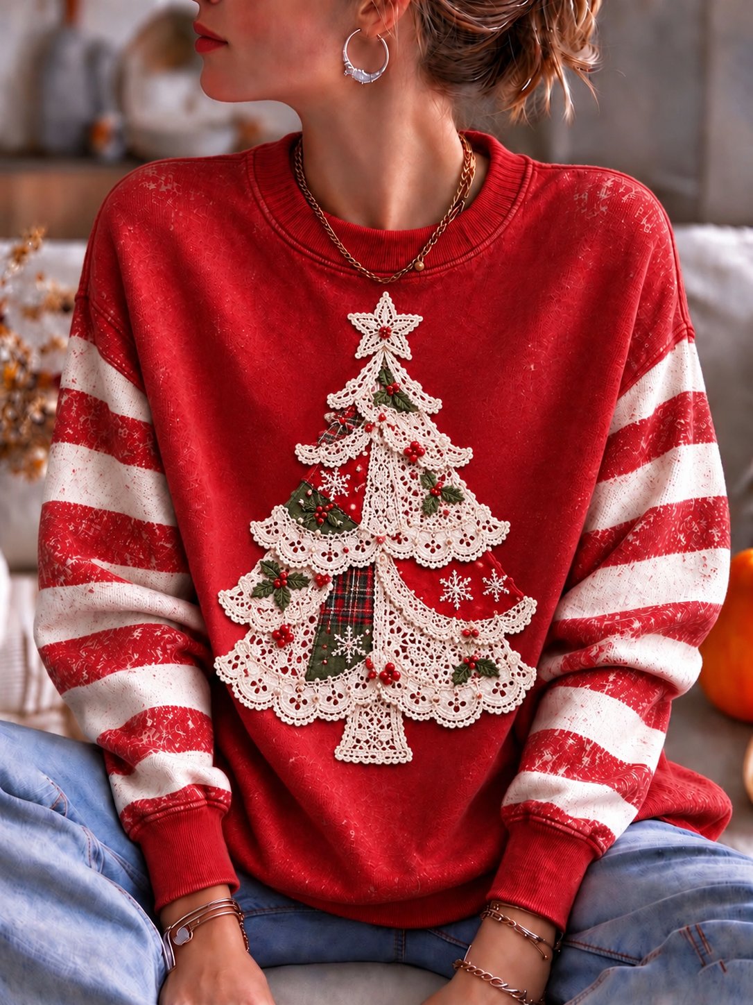 Damen-Sweatshirt mit Weihnachtsprint