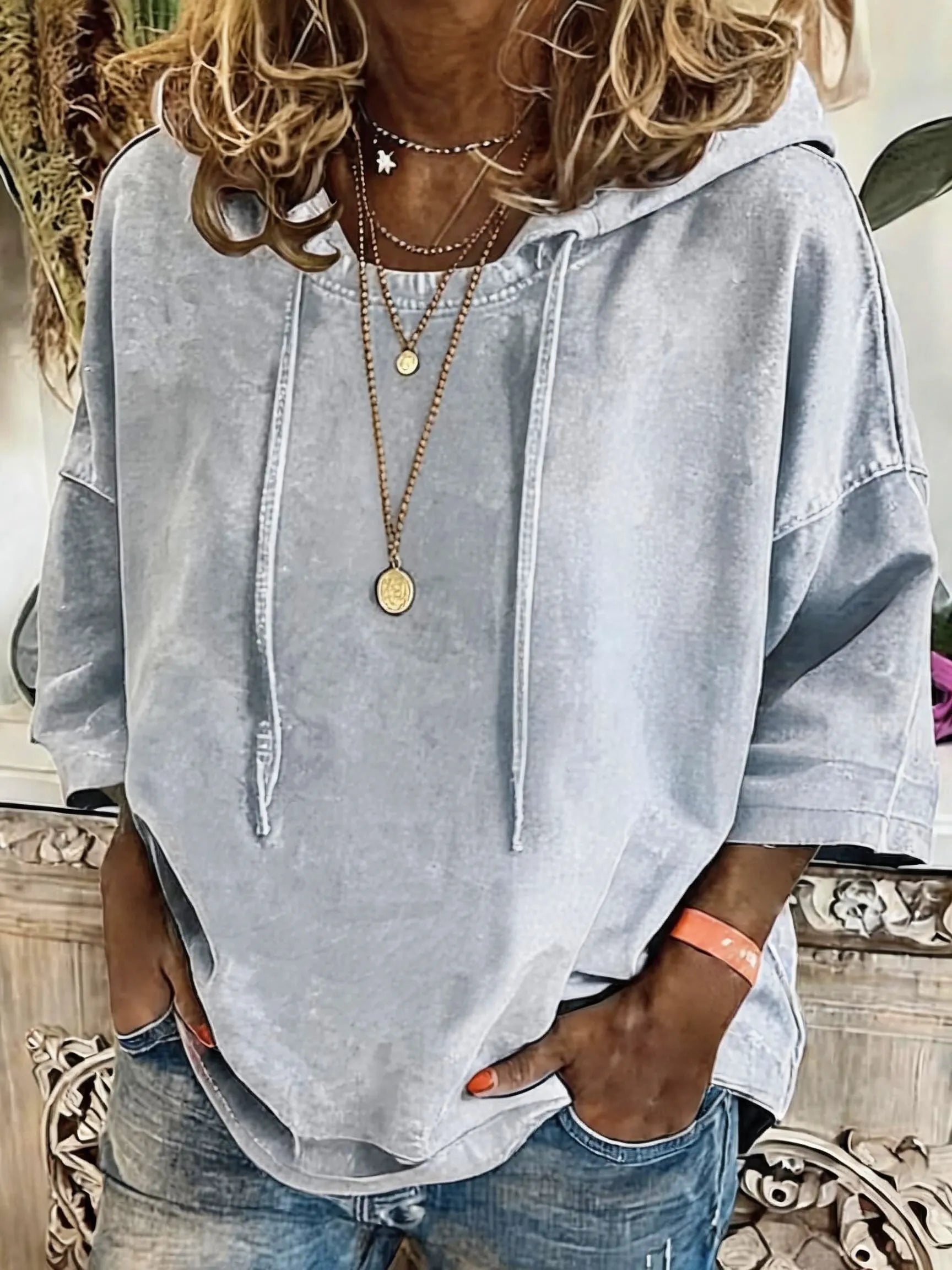 Women'S Vintage Distressed Washed Oversized Hoodie