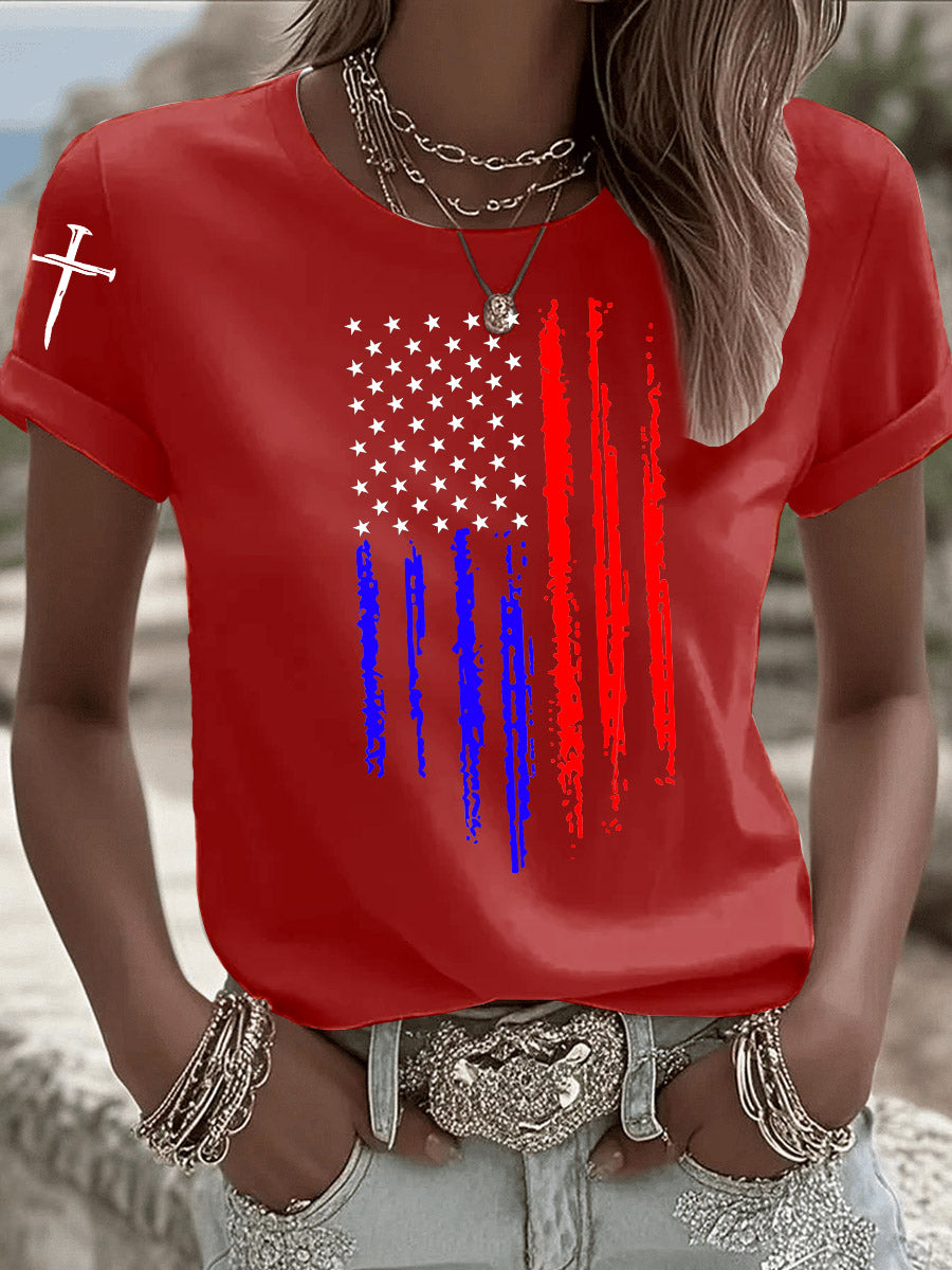 Faith Over Fear US Flag Printed T-Shirt