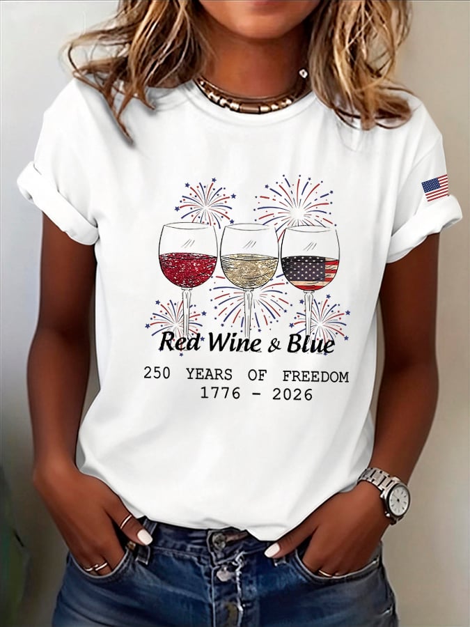 Women's Casual USA 250th Anniversary Print Short-Sleeve T-Shirt