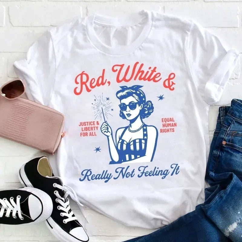 Red White Justice And Liberty Really Not Feeling It Cotton T-Shirt