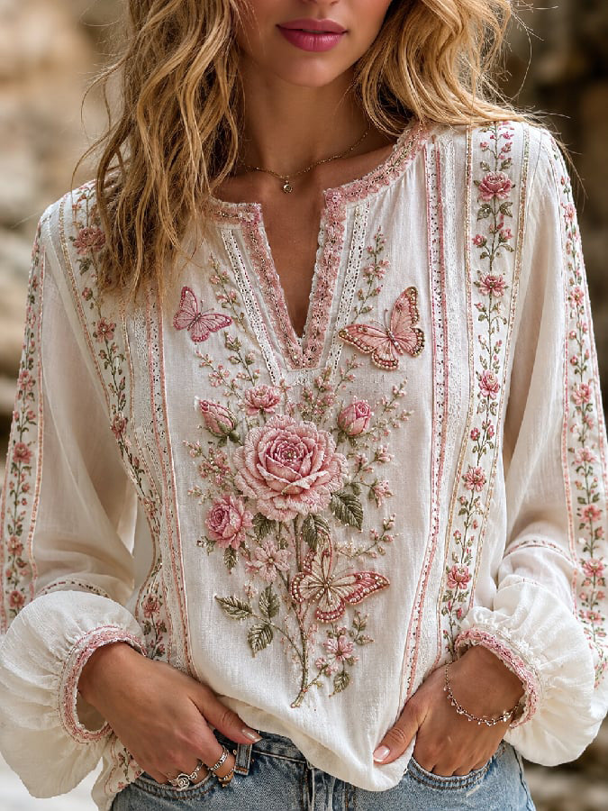 Women'S Floral Art Printed Casual Top