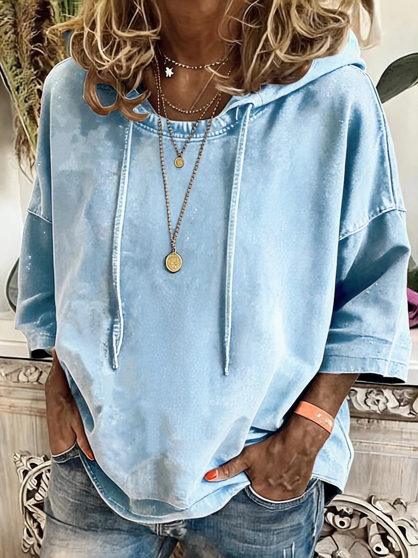 Women'S Vintage Distressed Washed Oversized Hoodie
