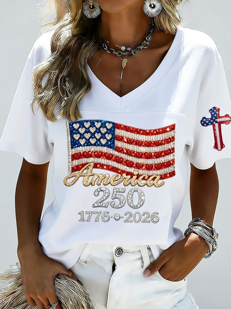 Women's Casual 250th Anniversary Independence Day Printed T-shirt