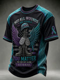 Men's Suicide Prevention Awareness Art Print Casual T-Shirt