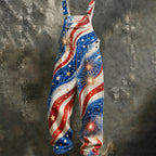 Women's Summer Fashion American Independence 250th Anniversary Themed Printed cowboy Overalls