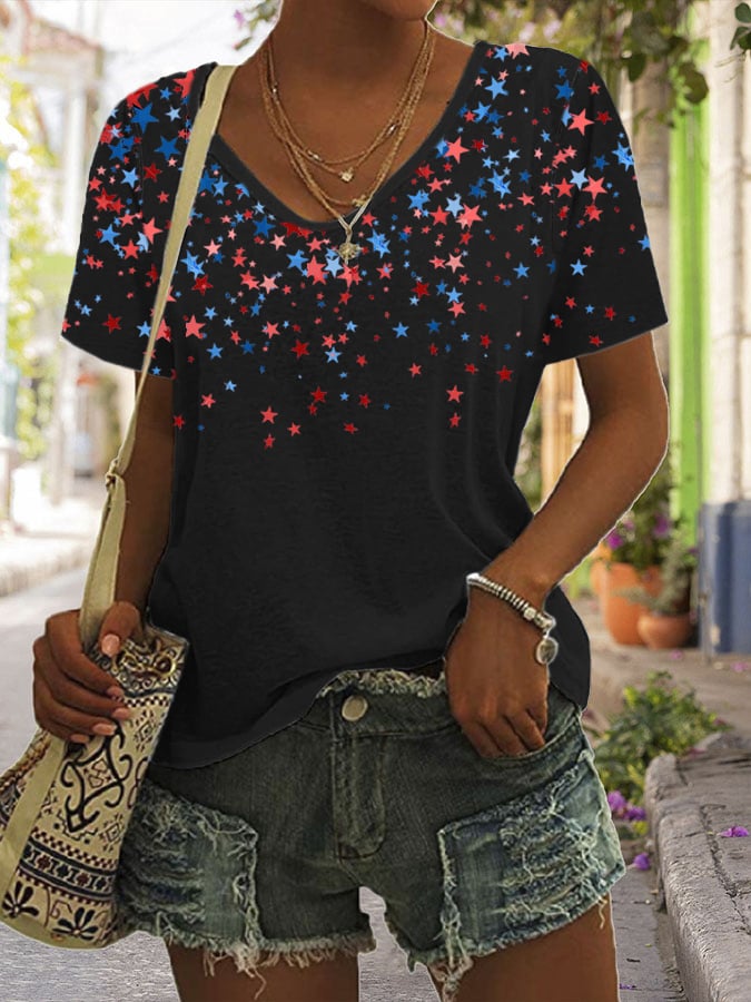 Women's Vintage Flag  Print T-shirt