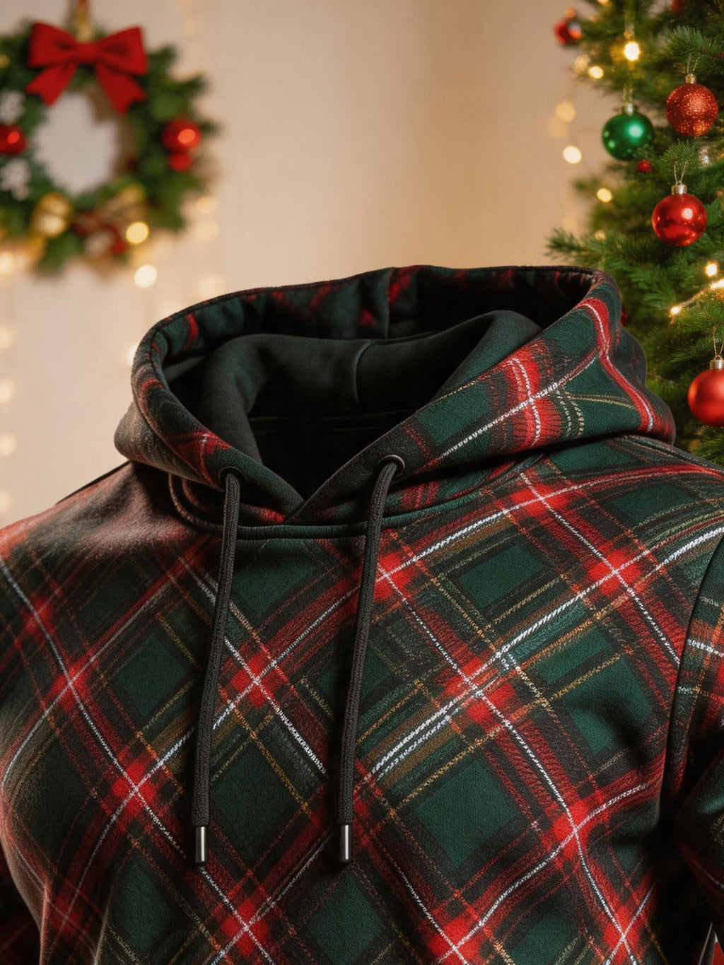 Men's Christmas Color-Block Print Hooded Sweatshirt